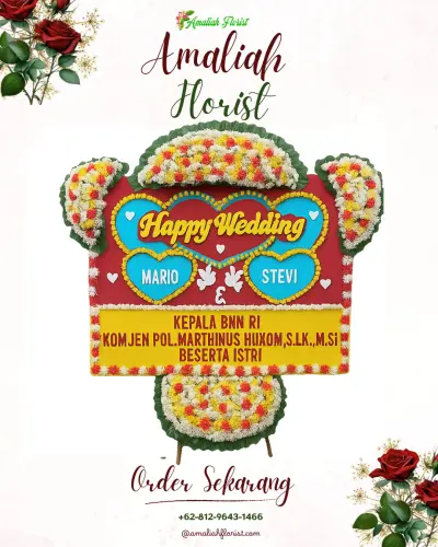 Karangan Papan Bunga Pernikahan di Karuwisi